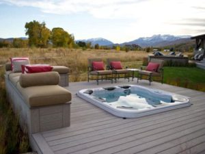 hot tub patio design ideas | backyard makeover inspo | best hot tubs Wichita KS Dave's Pool Store