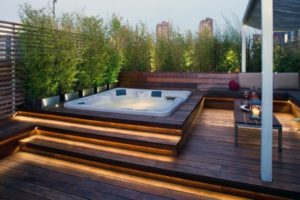 hot tub patio design ideas | backyard makeover inspo | best hot tubs Wichita KS Dave's Pool Store